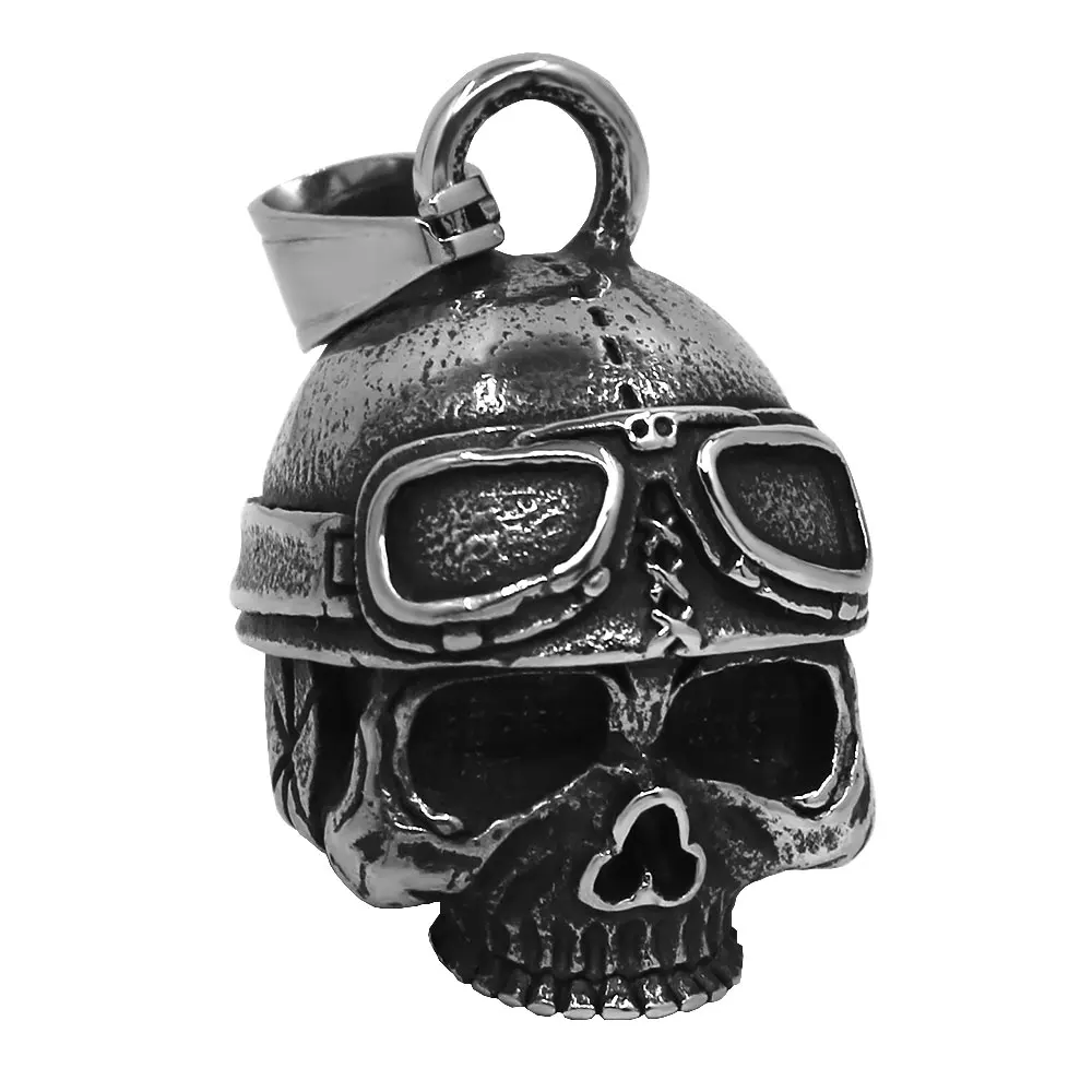 Norse Viking Warrior Spartacus Helmet Bell Pendant Stainless Steel Cool Skull Biker Mens Bell Gift SWP0709