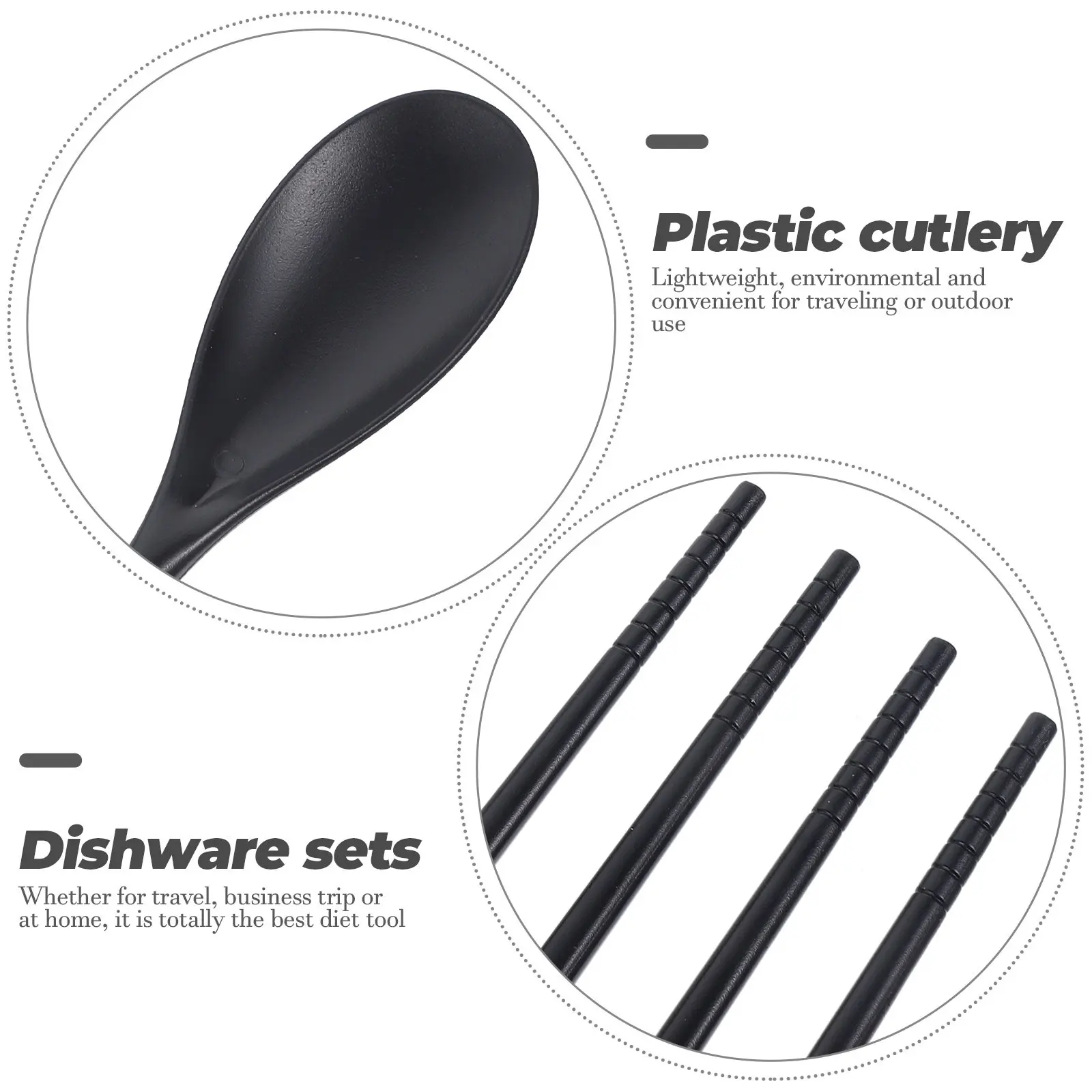 2Sets Portable Folding Cutlery Set ABS Tableware Plastic Fork Spoon Chopsticks Lightweight for Outdoor Use Dishware Sets