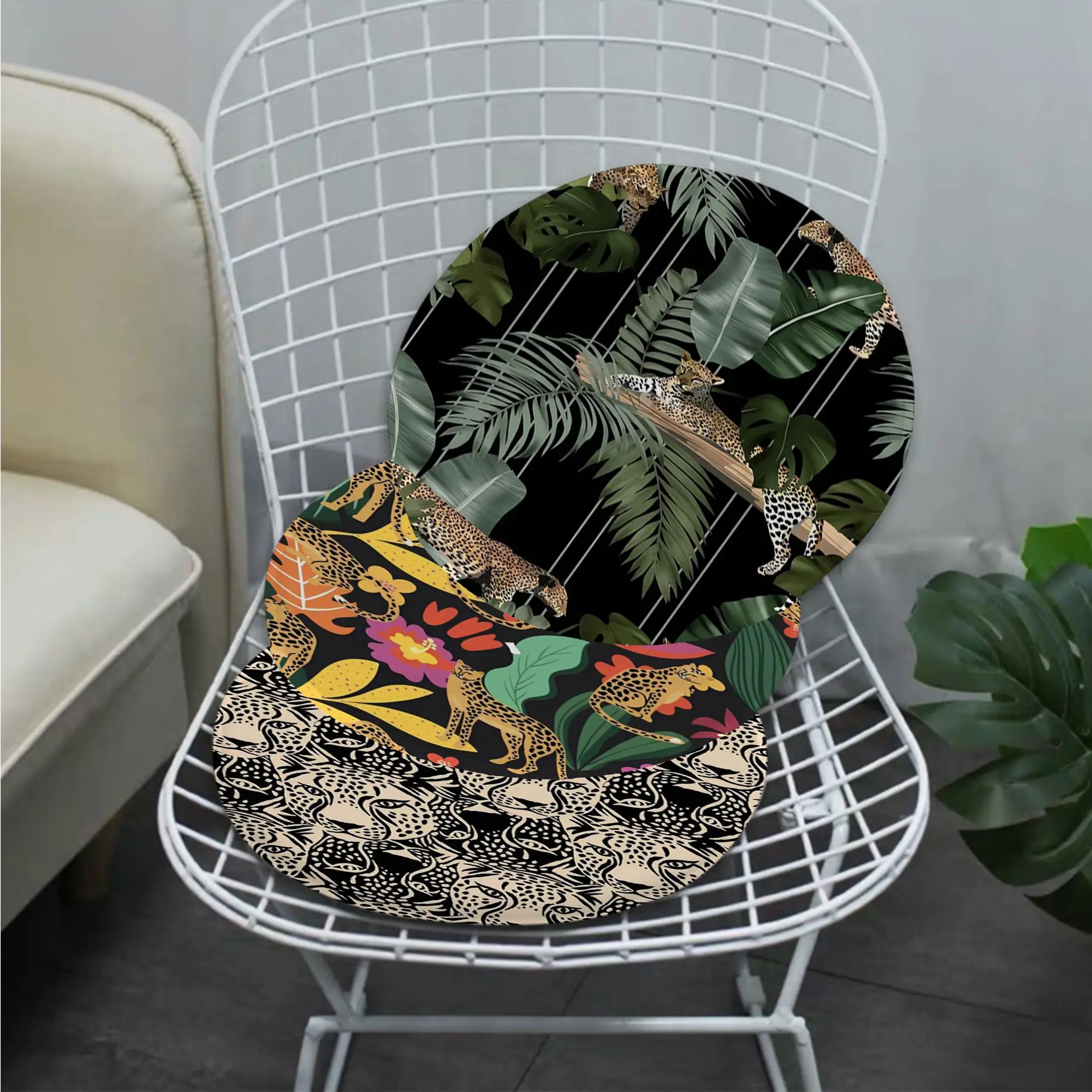 Leopard Print Square Chair Mat Soft Pad Seat Cushion For Dining Patio Home Office Indoor Outdoor Garden Outdoor Garden Cushions