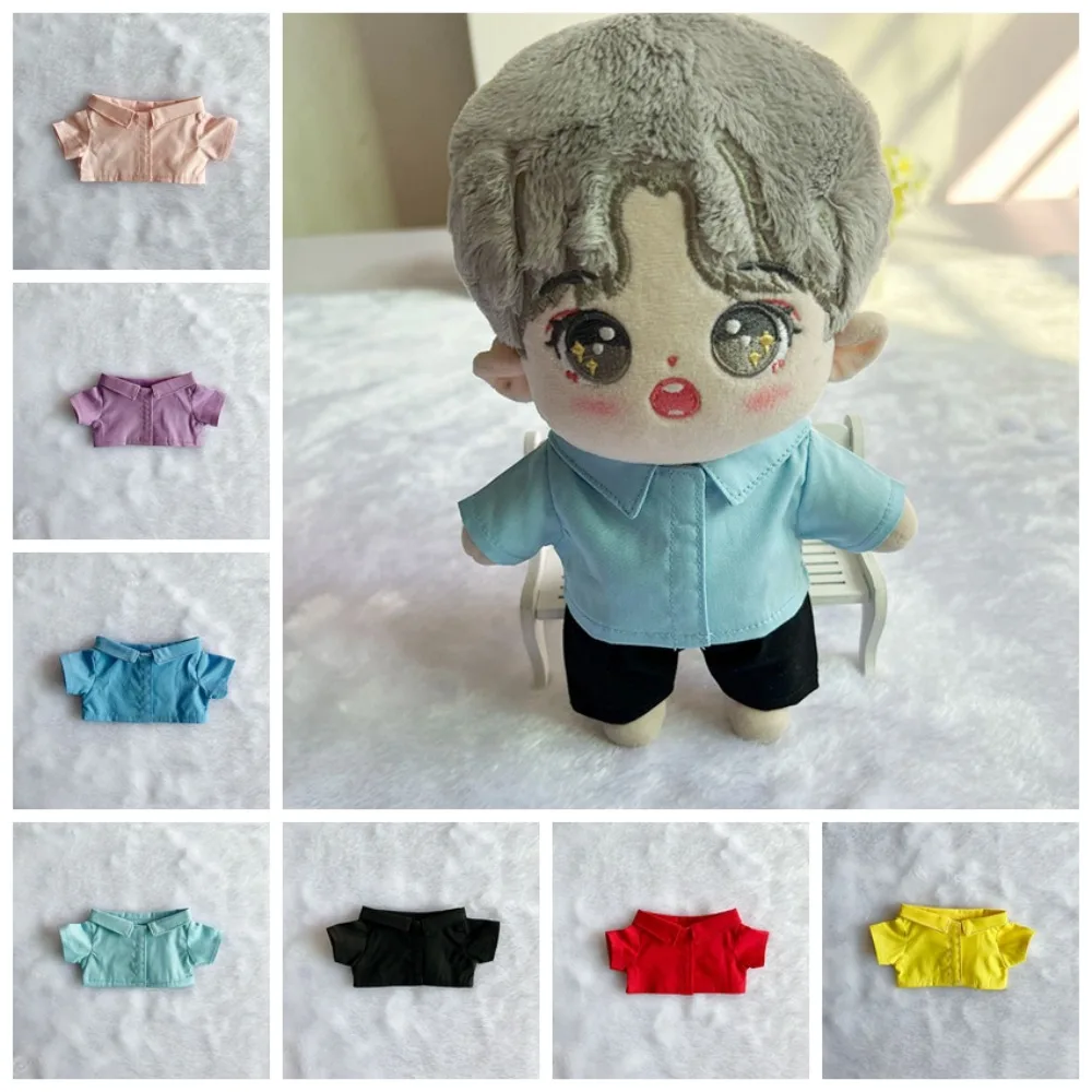 

Doll Clothes Doll Clothes for 10/15/20cm Idol Doll Accessories Solid Shirt Plush Doll's Lapel Shirt Clothing Casual Lapel Shirt
