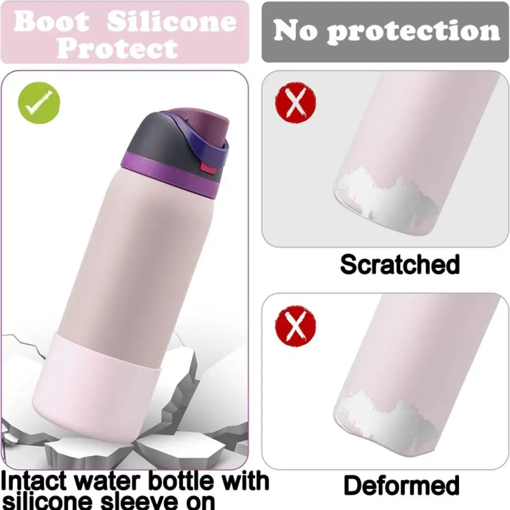 2PCS Silicone Water Bottle Boot Anti-Slip Protective Sleeve Bottom Bumper Protector Bottle Boot Sleeve for Owala FreeSip