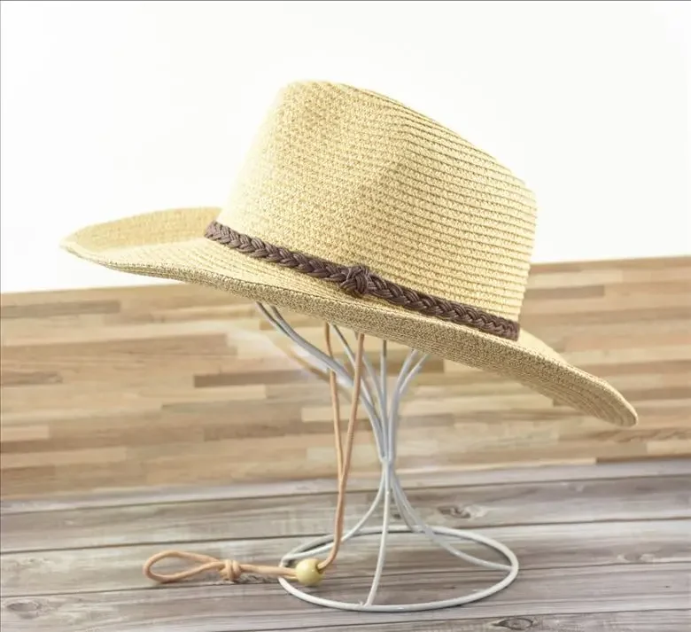 New XL Big Size 62cm Panama Jazz Straw Hat for Women Men Dig Out Summer Beach Sun Hat Windproof Folding Rope UV Protection Hat