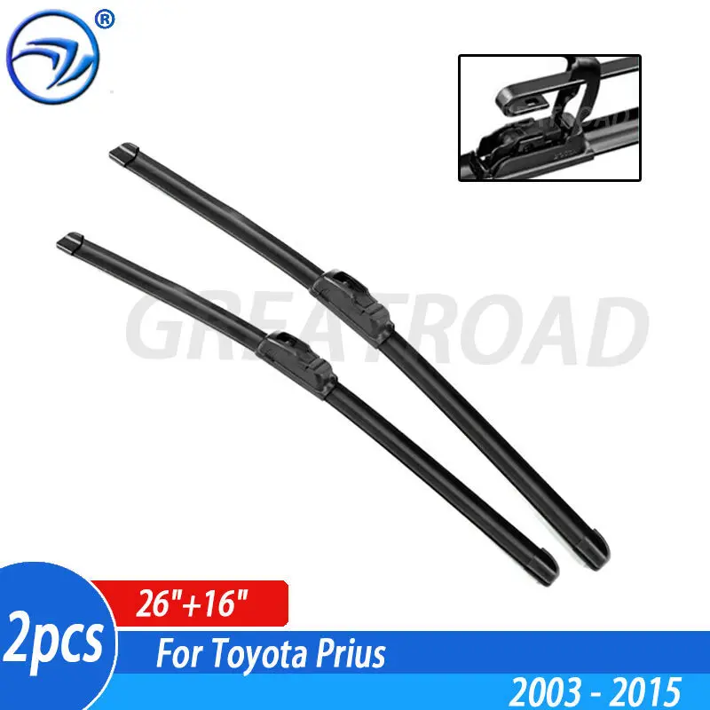 Wiper Front Wiper Blades For Toyota Prius 2003 - 2015 Windshield Windscreen Front Window U-Type Arm ONLY 26