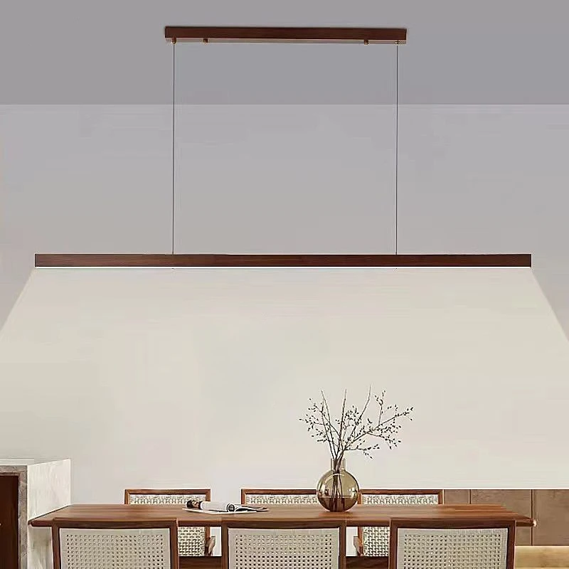 

Modern Pendant Chandeliers Wood Long Strip Dining Table Led Lights Kitchen Fixture Modest Ceiling Lamps for Room Home-appliance