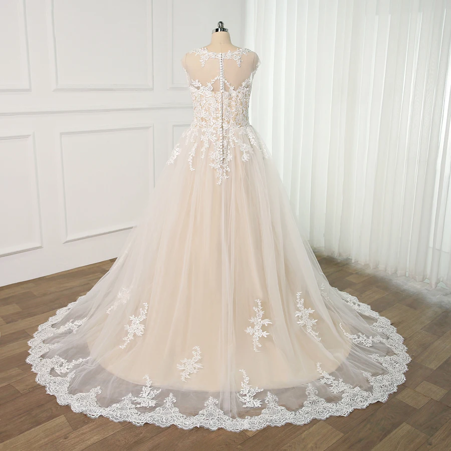 Customized Halter Sleeveless Applique Wedding Dress A-line Long Bride Growns Button Vintage Vestido De Novia Hot sale