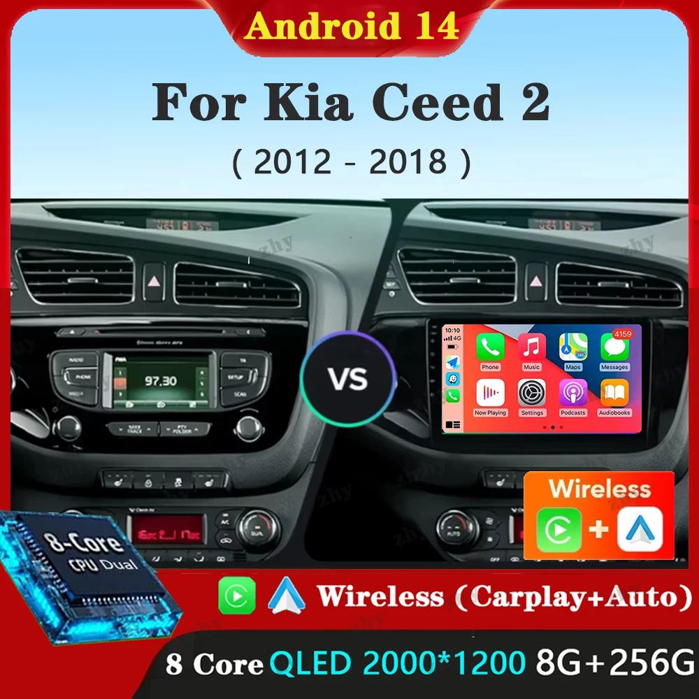 

Android 14 Wireless Carplay&Auto For Kia Ceed Cee'd 2 JD 2012 - 2018 Car Radio Multimedia Video Player Navigation Stereo GPS DSP