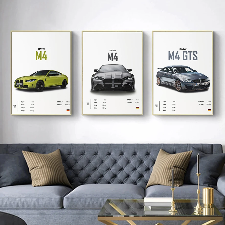 Carteles e impresiones nórdicos para decoración del hogar, arte de pared de lujo, Serie M, clase X, coche alemán, pintura en lienzo, imágenes de