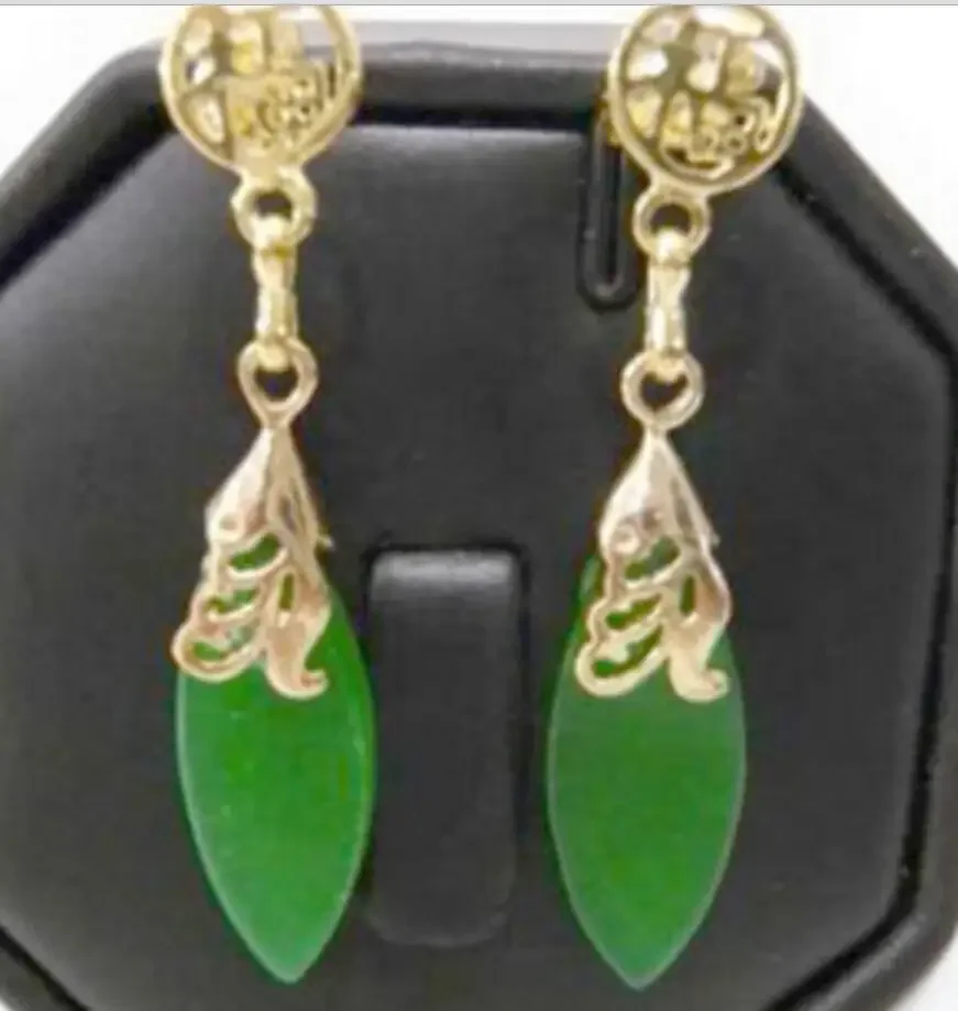 

Fashion jewelry Hot selling Green Natural stone Fortune Ellipse Yellow Dangle Earrings -Bride jewelry