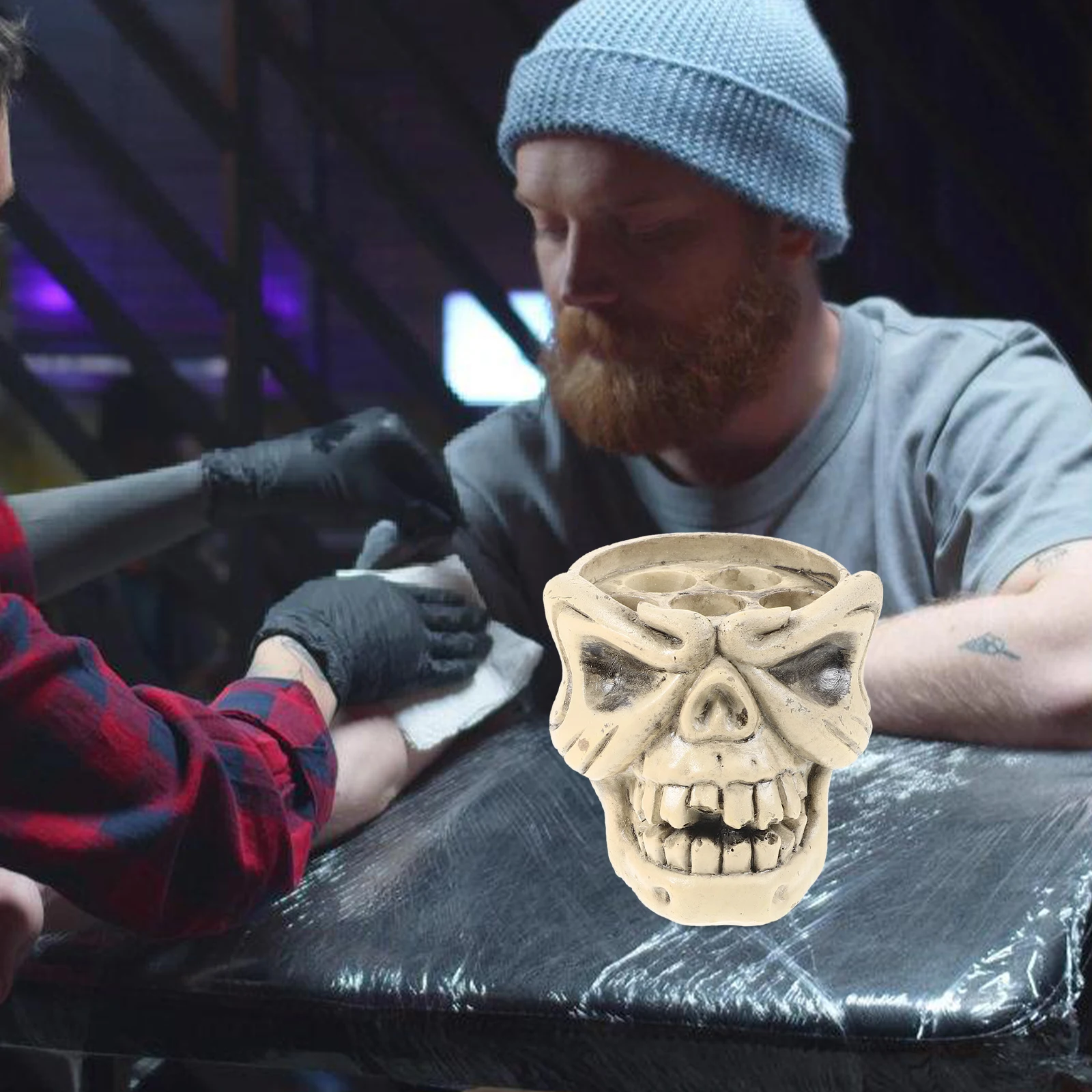 

Полка для чашек с пигментом в форме черепа, креативный прочный держатель для чашек с чернилами, стабильный цветной органайзер для татуировки, бровей, губ, стойка для цвета