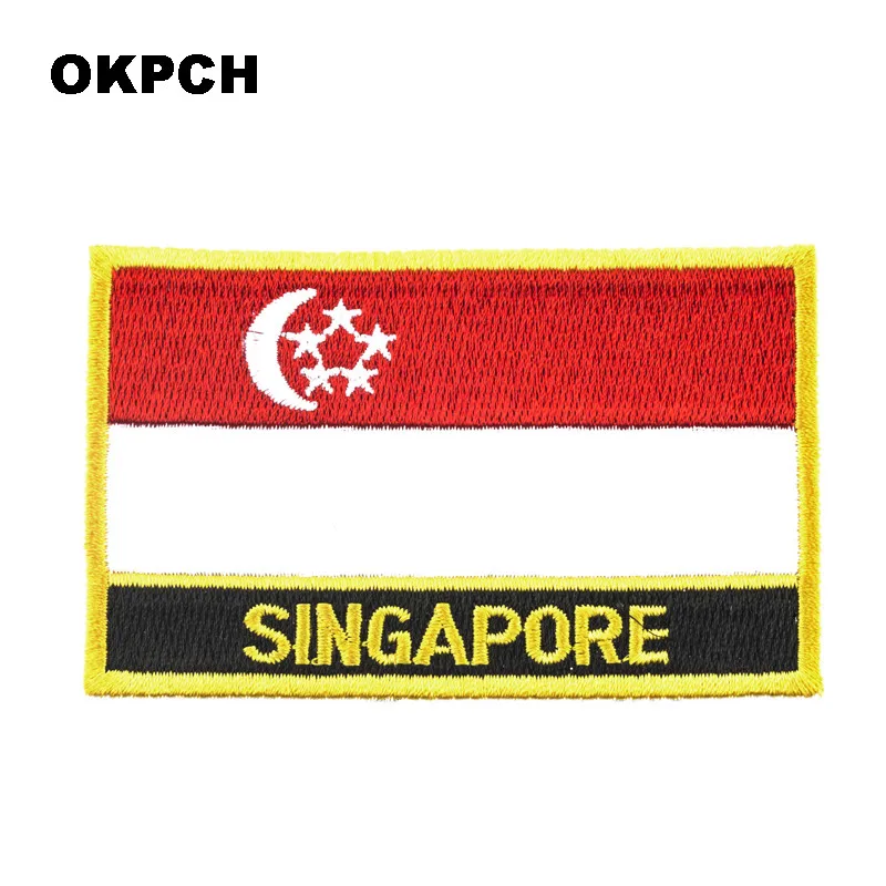 Singapore Flag Embroidery Patches Iron on Saw on Transfer patches Sewing Applications for Clothes in Home&Garden