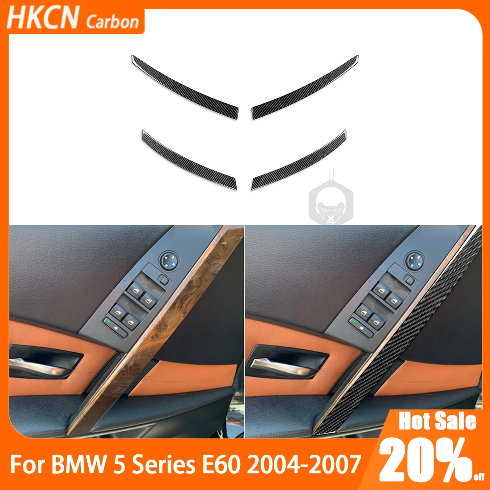

Carbon Fiber Inner Door Armrest Panel Decal Strip Car Accessories Cover Trim Sticker Modification For Bmw 5 Series E60 2004—2007