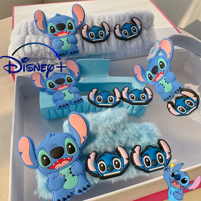 Disney Cartoon Stitch Cute Square Grab Clip Blue Grab Clip Hairpin Shark Clip Hairband Hair Hoop for Girls Women Birthday Gifts