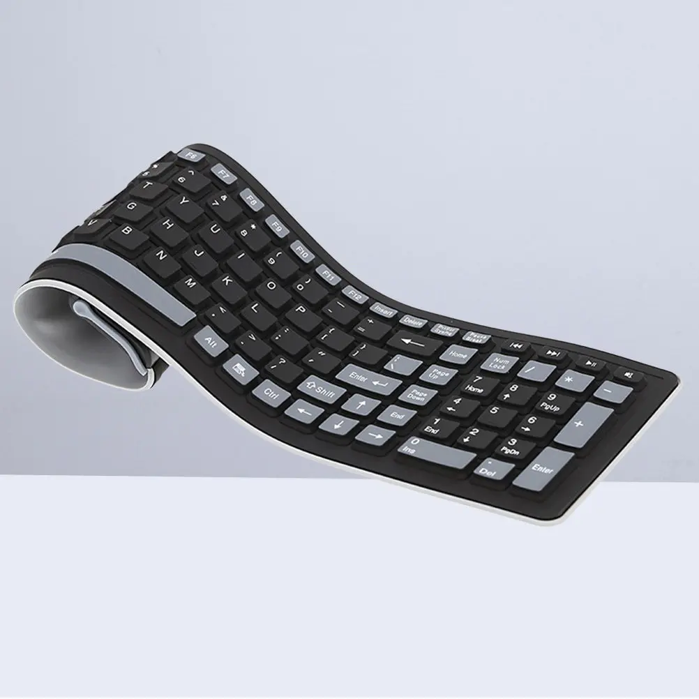 

Silicone 2.4g 107 Key Wireless Keyboard Foldable Flexible Waterproof Dustproof Compatible Pc Portable Wireless