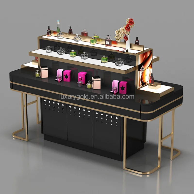 Custom. Customize Size Cosmetics Display Booth Stand Metal Make Up Display Stand Shop Counter Display Perfume