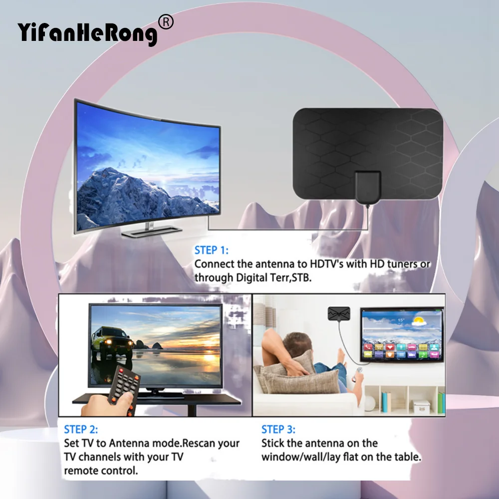 هوائيات HDTV داخلية 4K هوائي تلفزيون رقمي جوي لتلفزيون معزز بث القناة المحلية
