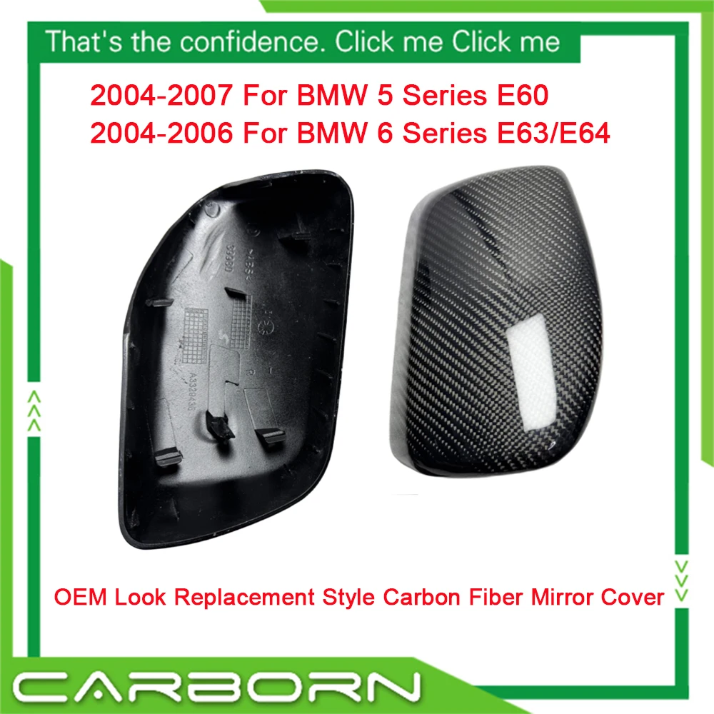 

For BMW 5 Series E60 2004 2005 2006 2007/ 6 Series E63 E64 2004 2005 2006 Add On/Replacement OEM Look Carbon Fiber Mirror Cover
