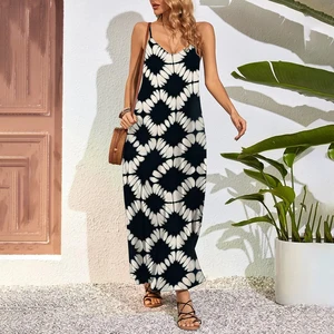 Gestempeltes lose Kleid von Frauen, atmungsaktiv, lang, strukturiert, Strandkopf, Freizeitkleidung, Sommer, neu, 3xl, 2022 6 Hauptverkaufskleid Long Hawaiian Party - №3
