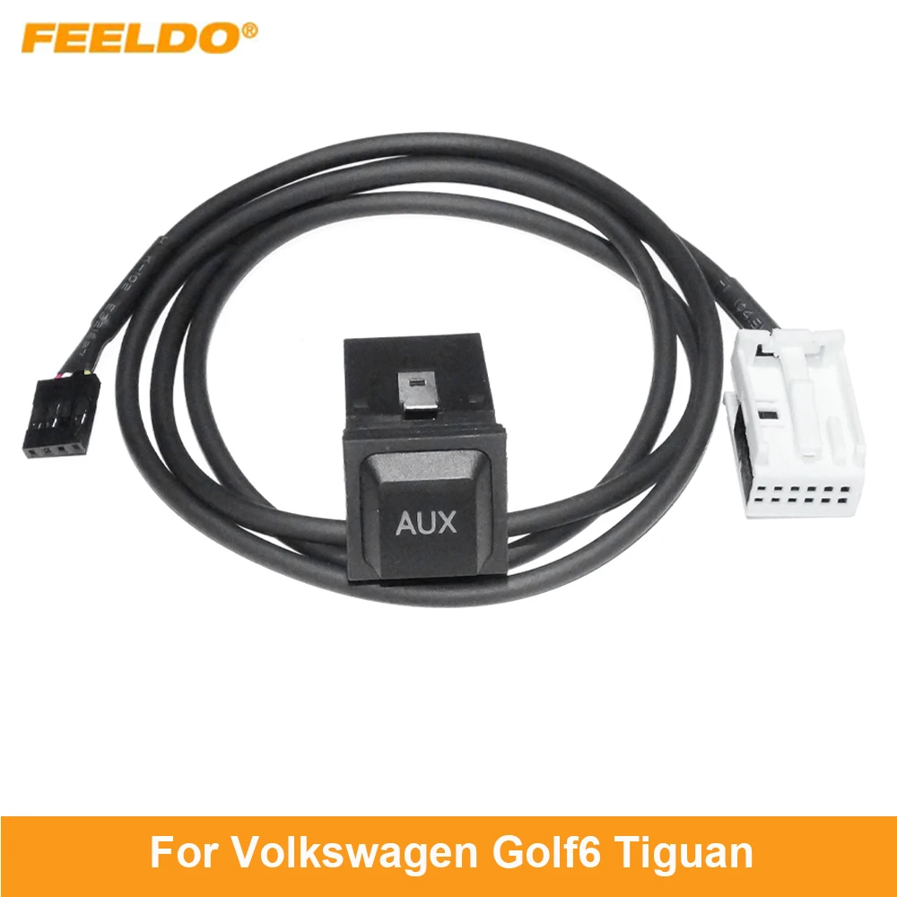 

FEELDO Car Audio AUX Cable Plug With Switch For Volkswagen Golf6 Tiguan Skoda Octavia RCD510 300+ 310/210