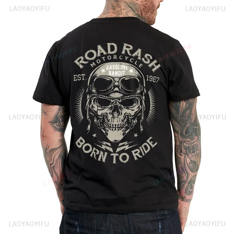 

Летняя хлопковая футболка Gasoline Bandit Original Biker Racer Road Rash — футболка Born To Ride для мужчин, классические топы Rock and Ride
