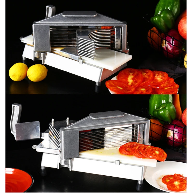 Rebanador de tomate, rebanador de limón con hoja de acero inoxidable, máquina cortadora de frutas y verduras manual, herramienta de cocina