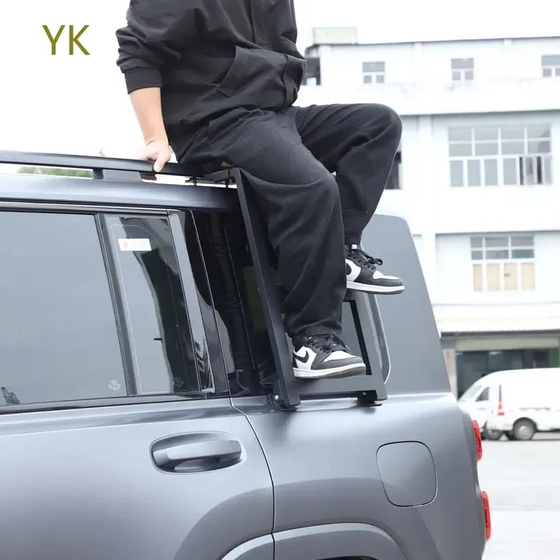 

For Haval H9 2024 Aluminum Alloy Black Car Rear Tailgate Ladder Roof Climbing Ladder Car Accessories