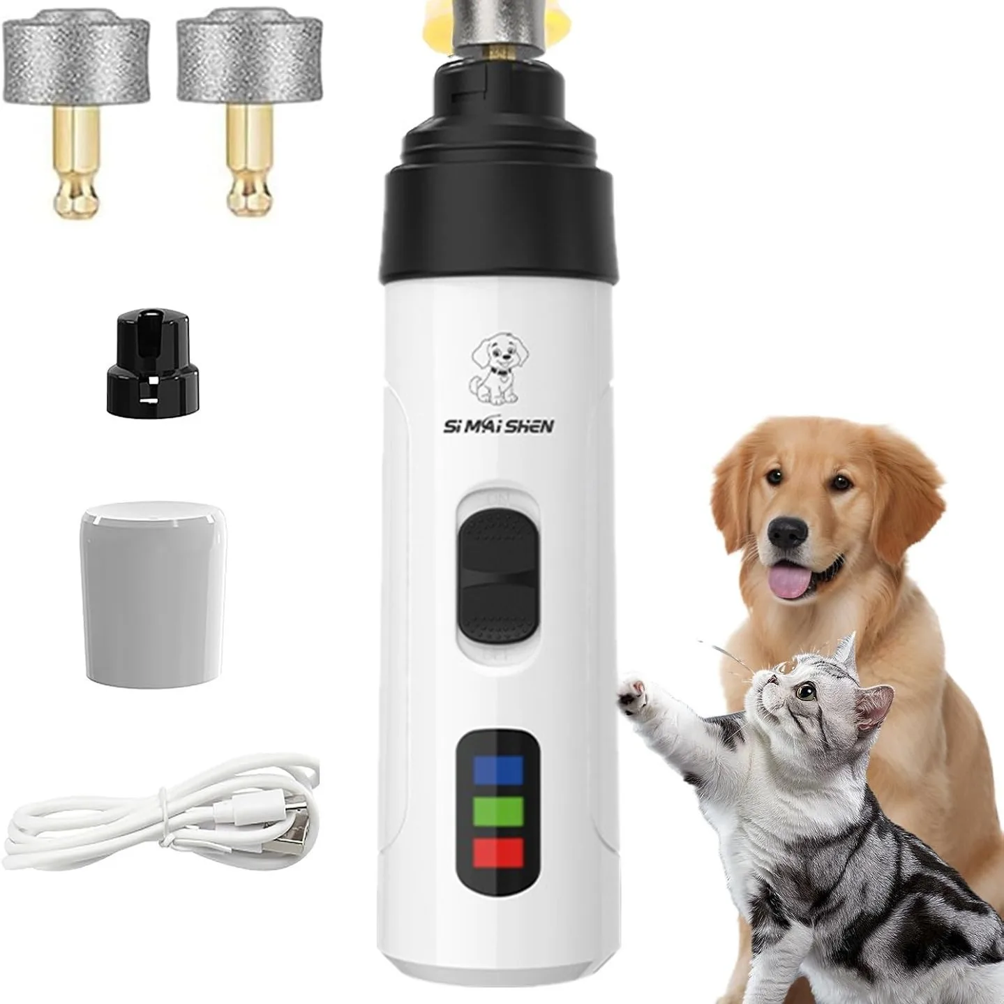 Cat & Dogs Pet Nail Grinder USB Charger Dust Free Nail Grinder LED High Power Adjustable Rechargeable Electric Pet Paws Clipper