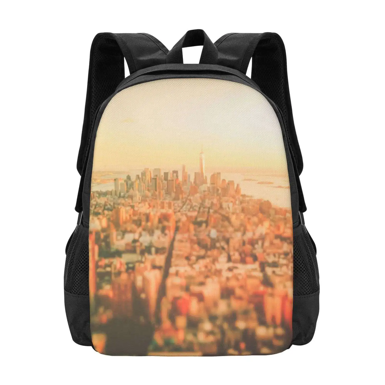 New York City-Skyline At Sunset Hot Sale Backpack Fashion Bags Cityscape Nyc Skyline New York City Skyline Manhattan 1 Wtc One