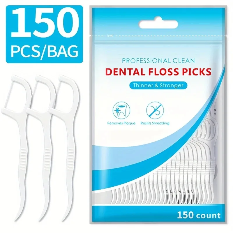

150/300/600pcs Dental Floss and Plastic Toothpicks for One-time Cleaning of Dental Gaps-Oral Care
