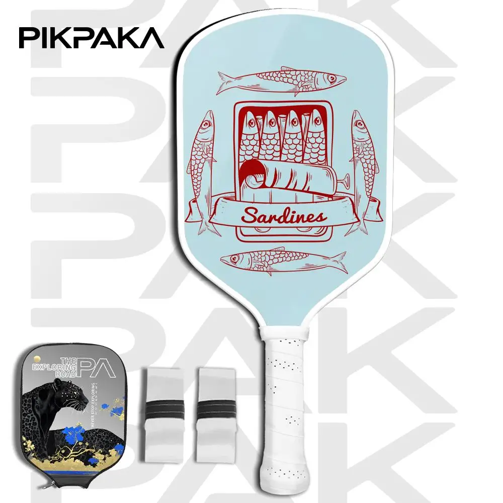 Набор лопаток для пиклбола Sardines Art, одобренный USAPA T700, цельный корпус из углеродного волокна, термоформованный, с сотовым сердечником мощностью 16 мм и штифтом Набор лопаток для пиклбола Sardines Art, одобренный USAPA T700, цельный корпус из углеродного волокна, термоформованный, с сотовым сердечником мощностью 16 мм и штифтом