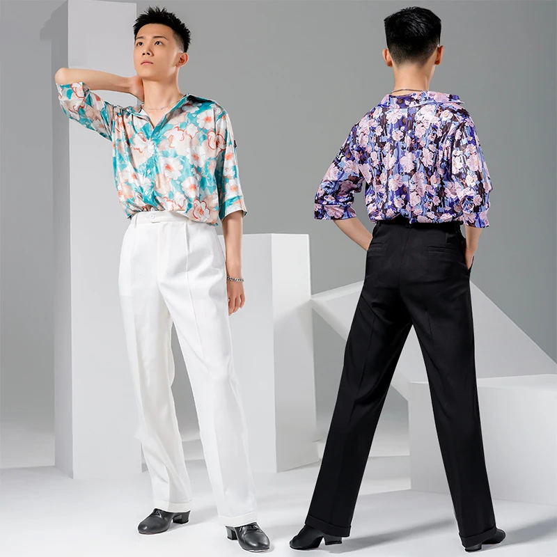 Pantalones latinos para hombre, ropa de práctica de salón, traje de actuación, Ropa de baile de vals, traje de baile moderno, pantalones rectos de Salsa VBH1725