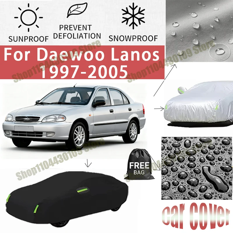 

Чехол для автомобиля Daewoo Lanos 1997-2005 (2004) водонепроницаемый, с защитой от УФ-лучей, всепогодный, пыле- и снегозащитный, от дождя, из полиэстера 190T