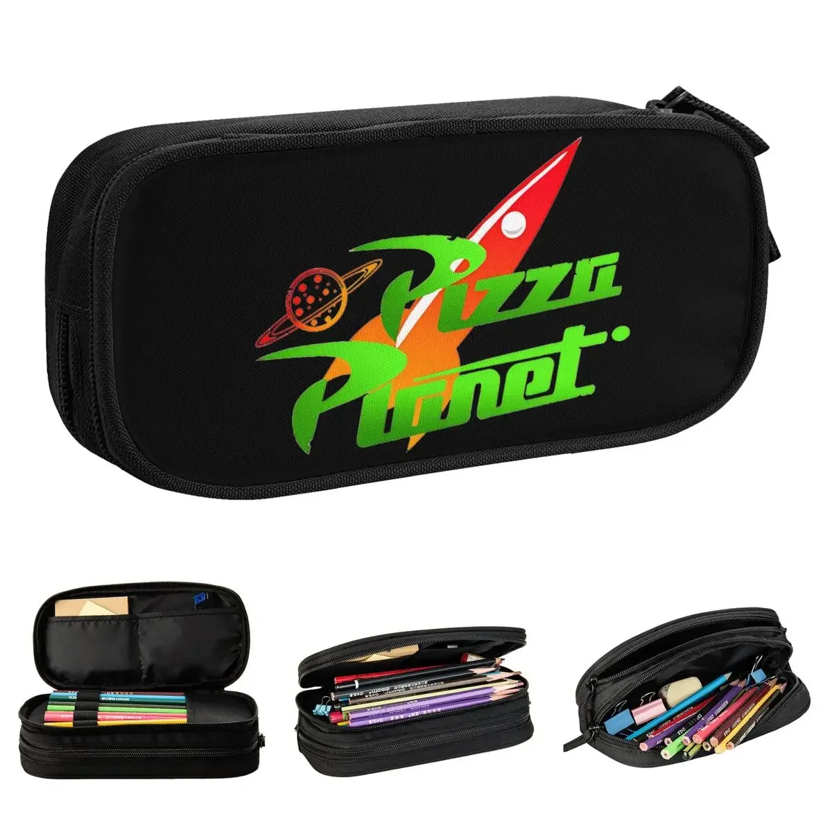 Pizza Planet Pizza Space Pencil Cases Pen Bag Girl Boy Big Capacity Students School Zipper Pencilcases