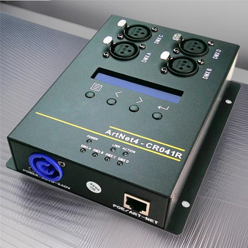 A73E-4 saída 3pin dmx512 interface conversor de rede extensão para palco dmx ethernet controlador de iluminação interface eua plug