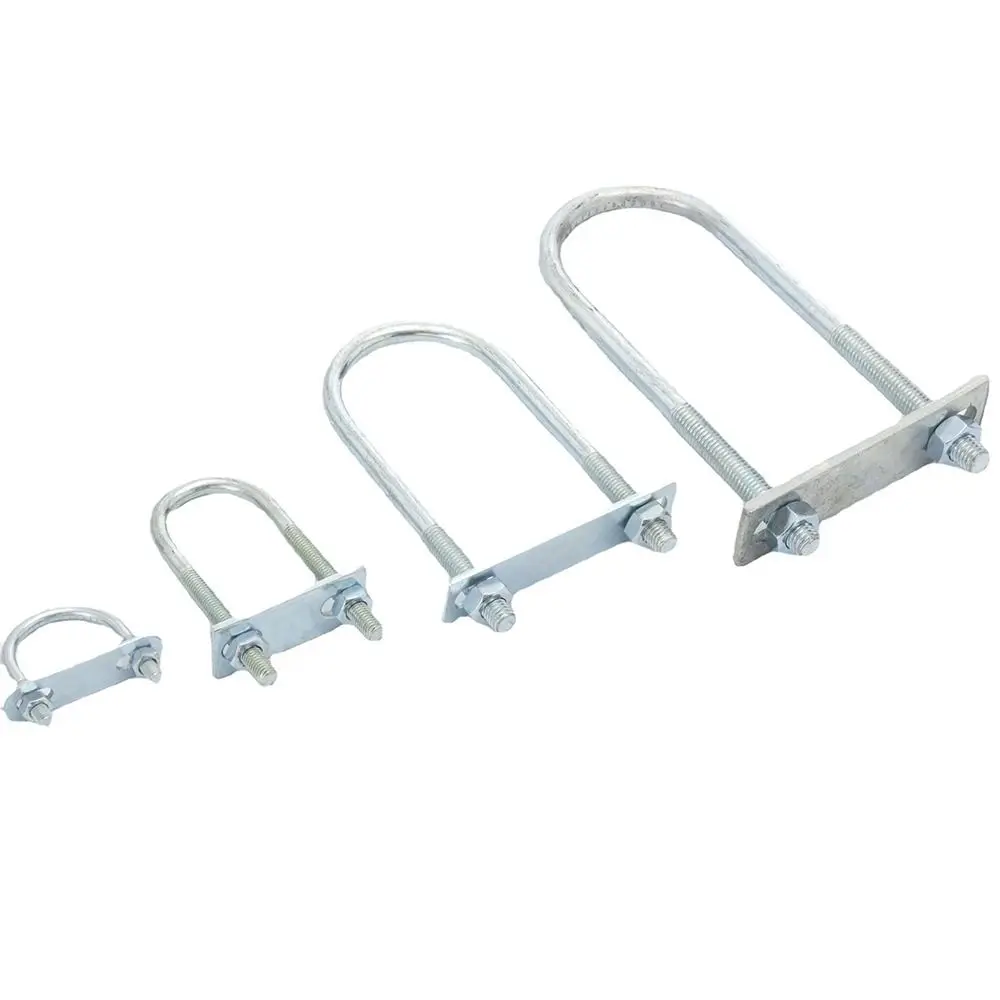 1 قطعة مجلفن دائم Q235 الكربون الصلب M8 أنبوب دائري المشبك مع يربك مسامير جولة الترباس الزاوية اليمنى U-الترباس لأنبوب دائري #3