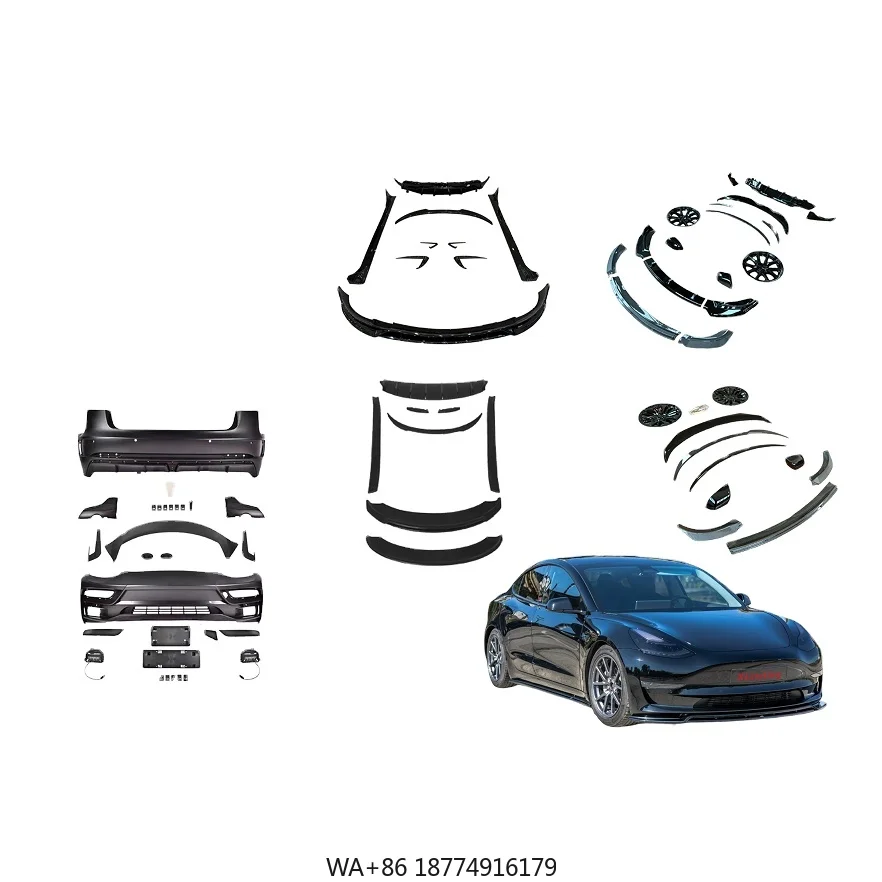 

XLstyling Car Conversion Facelift Front Bumper Lips Diffuser Max Aero Styling Body Kit Spoiler Wheel Rims for Model 3 Y