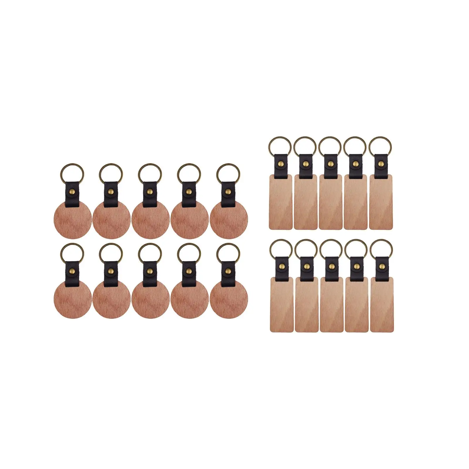 10Pcs Wood Keychain Blanks Keychain Holder for DIY Key Chains Bag Pendant