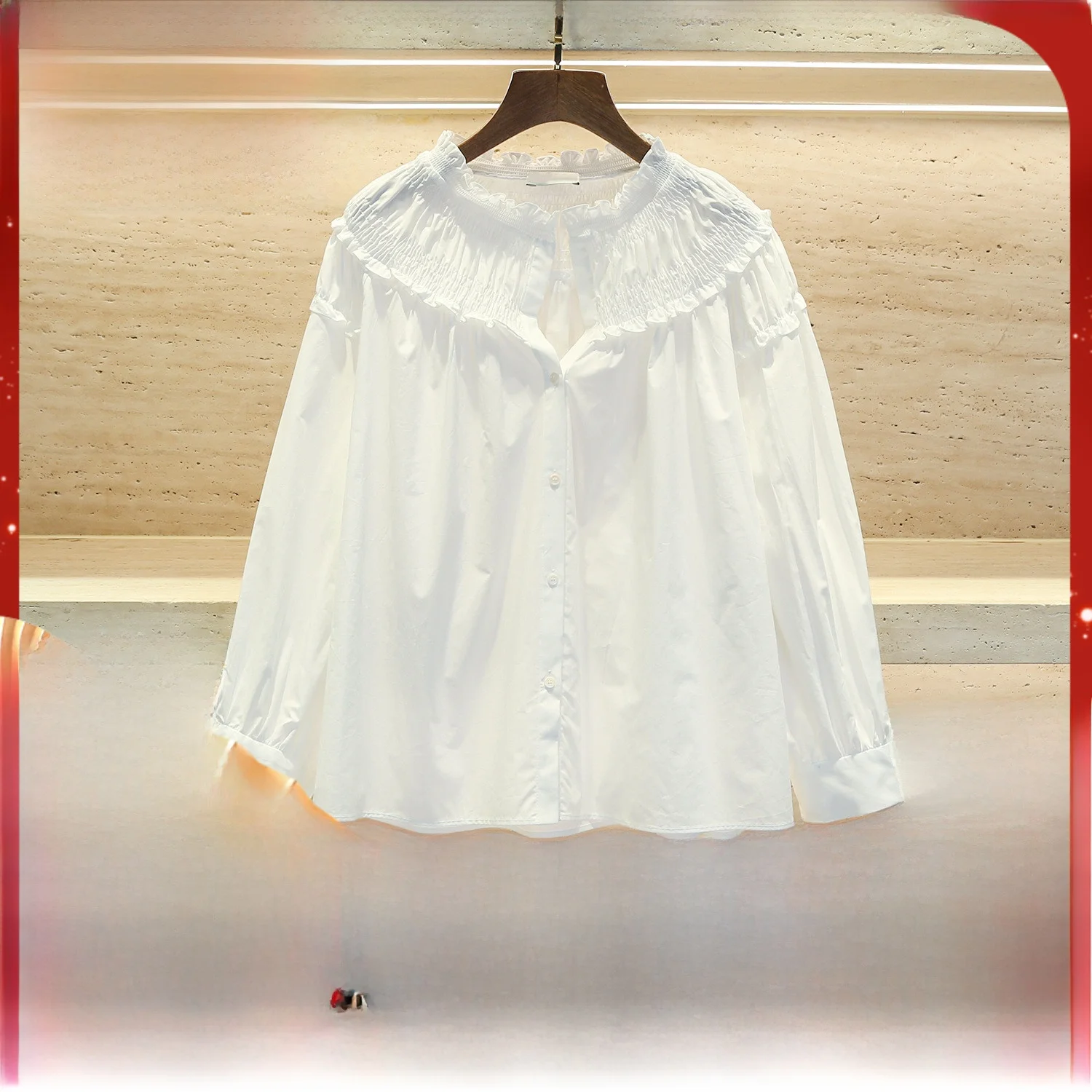 

White irt Women's 2023 Early Autumn New Sle Romantic Lace Collar Single Button Long Sve Top Ele Ladylike Baga