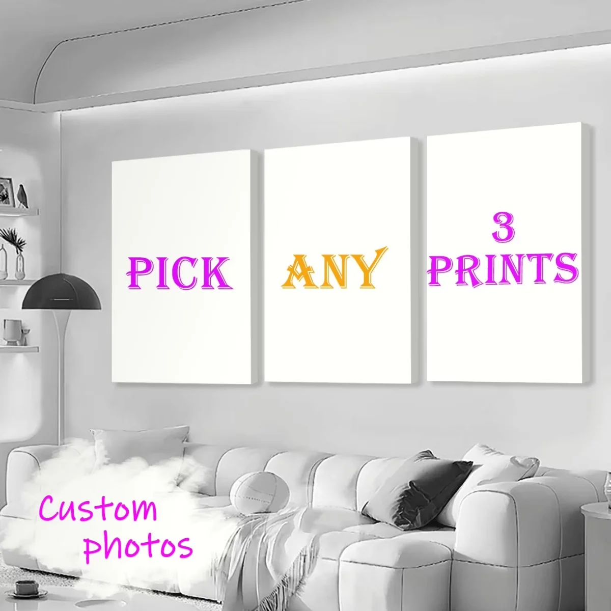 3pcs/set Custom Canvas Printing Personalized Photo Suitable for Family Life Pets Scenery Couple Weddings Home Decor Poster Gifts
