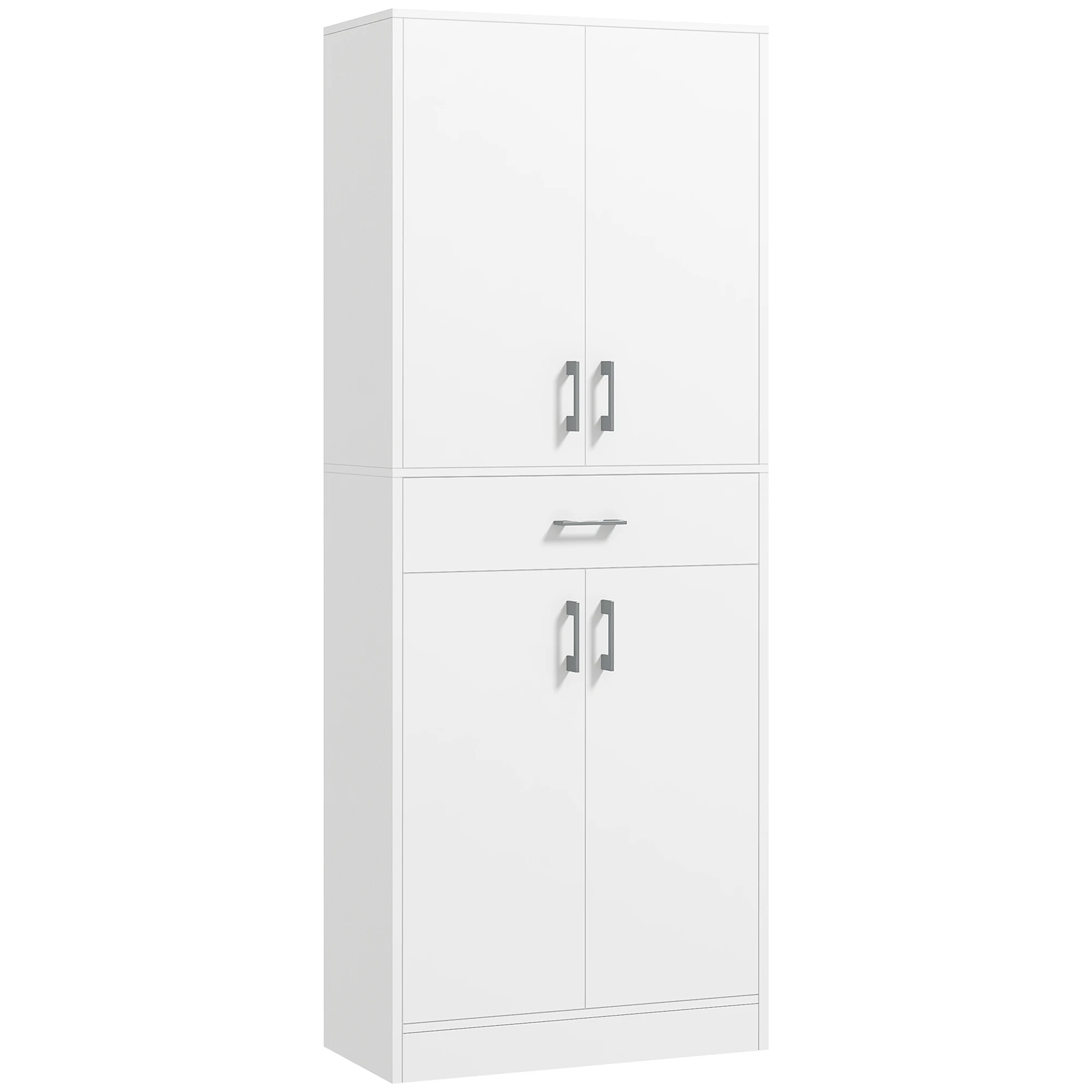 HOMCOM modern kitchen cupboard with 4 doors and 1 drawer 70,8x34x180 cm White