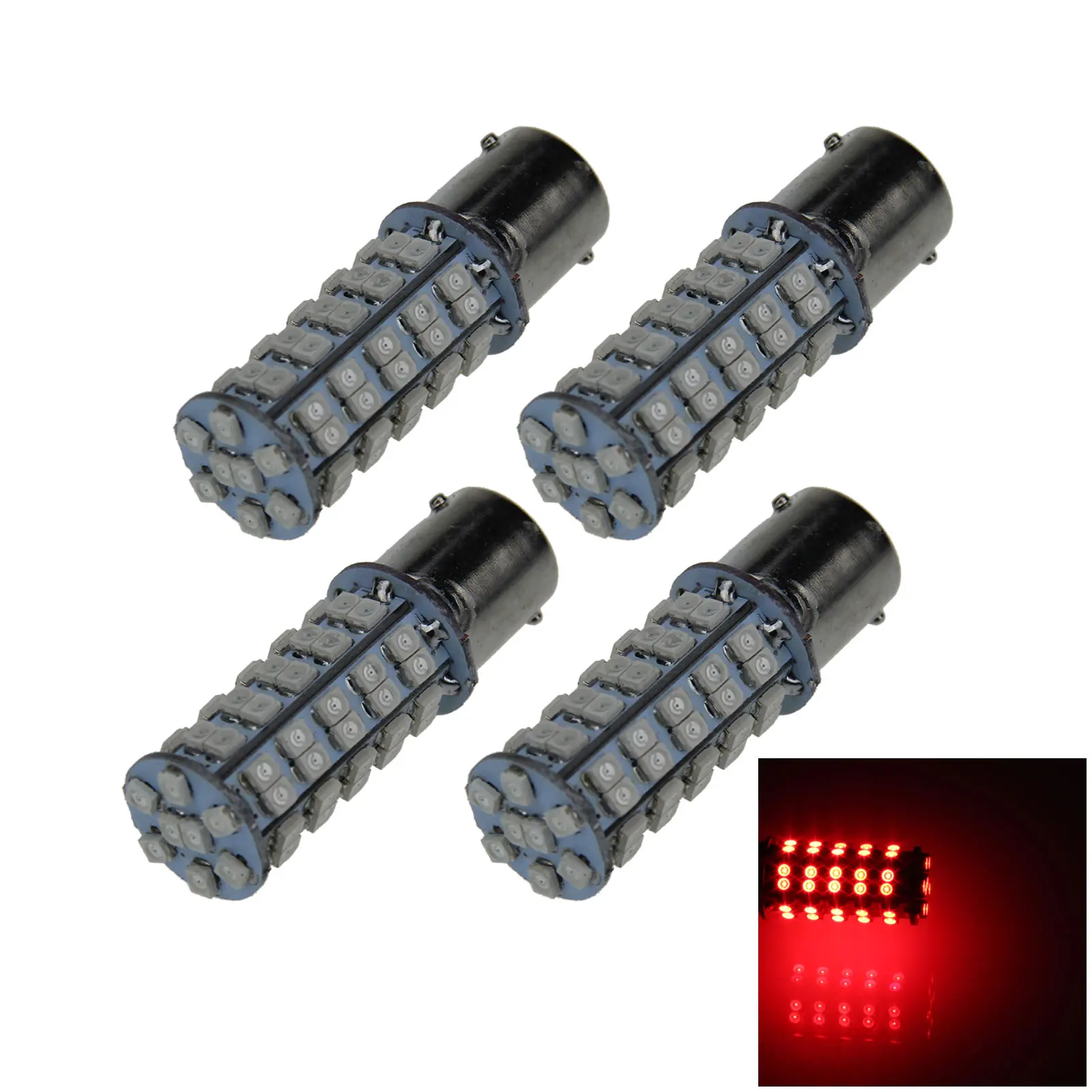 4x Red Car 1156 Replacement Light Side Blub 68 Emitters 1210 SMD LED 1147 63 1251 D020-R