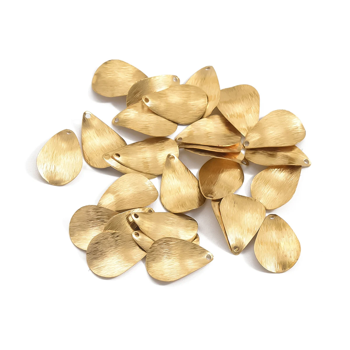 50pcs original brass bracelets, necklaces, DIY accessories, single hole geometric texture brushed water droplet pendant