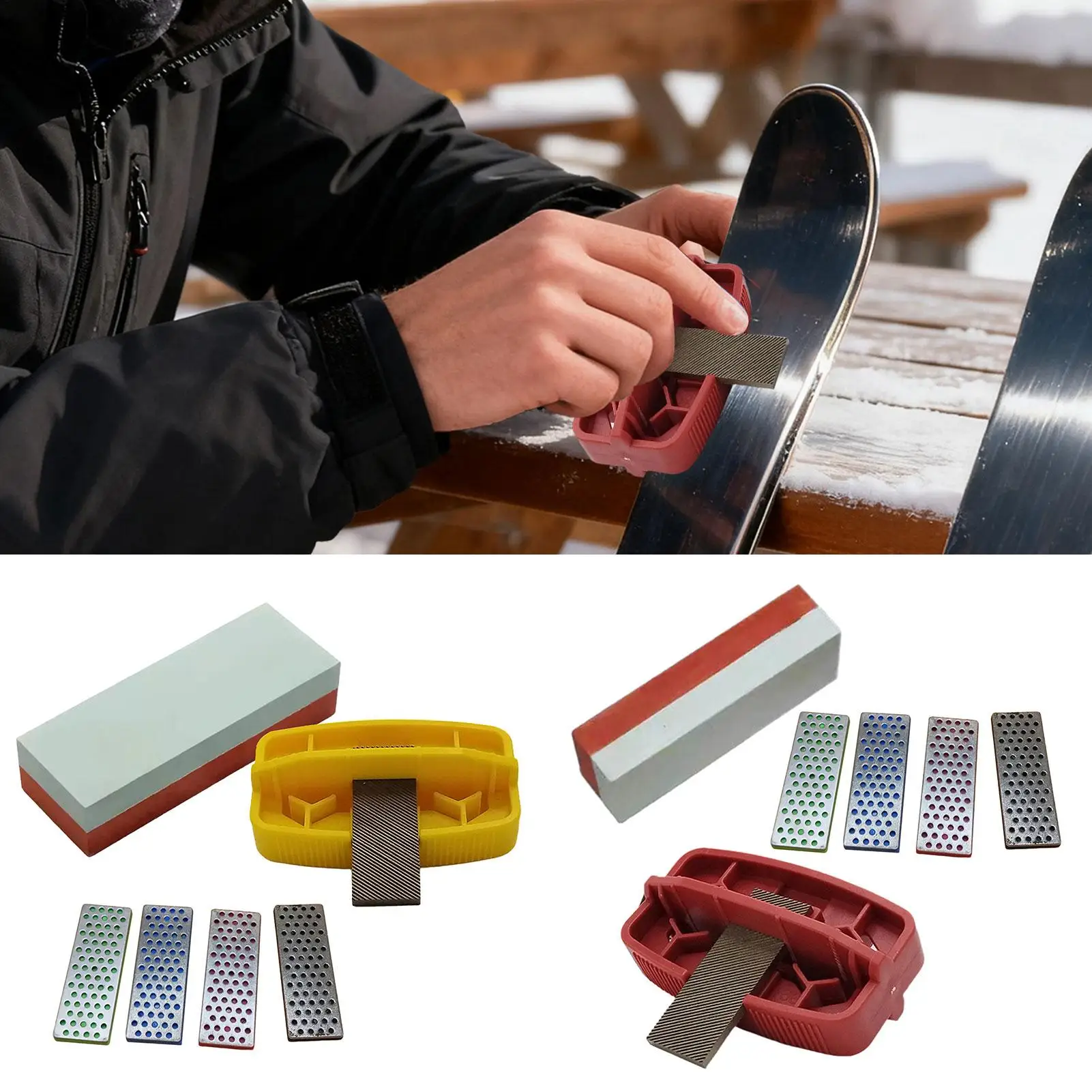 Ski Snowboard Edge Sharpener Kit Professional Alloy Grip Tuner & Maintenance Tool for Skiing, Home Use, Portable Hand Tool