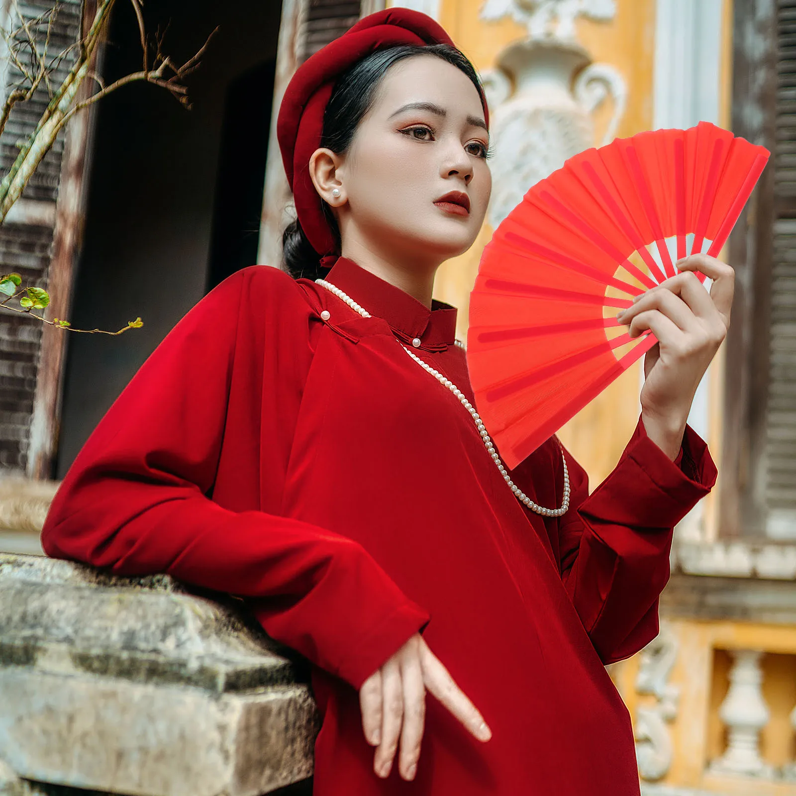 

Tai Fan Handheld Folding Large Decorative Party Stage Performance Accessory Unique Color Eye Catching Dance Props