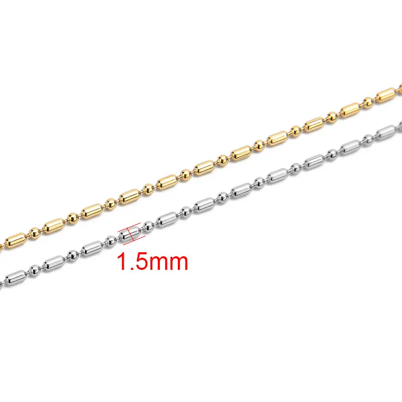 2meters Stainless Steel Necklace Chains Bulk Lot Metal Ball Bead Box Cuban Chains for Diy Bracelet Jewelry Making Accessories