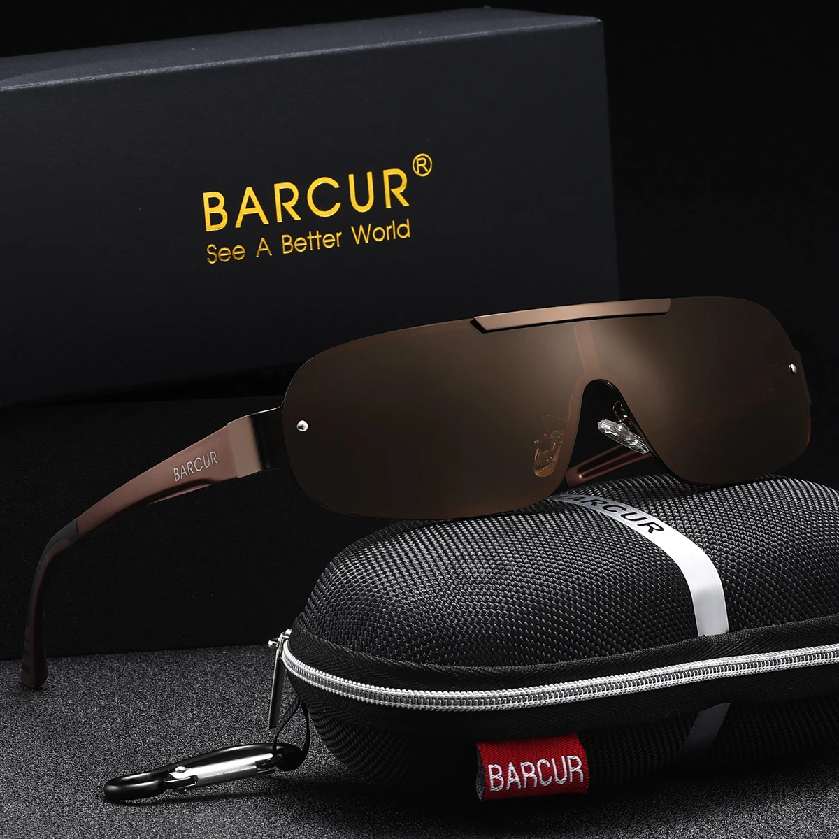 BARCUR 1개 여성용 메탈릭 편광 선글라스 대형 프레임 휴가 레저 스타일 비치 퍼포먼스 남성용 안경 워킹