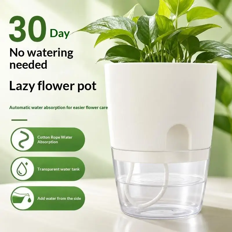 1Pcs Plastic Planters Transparent Self-Watering Plant Flower Pot Lazy Hydroponic Flowerpot Home Garden Decoraction Planters