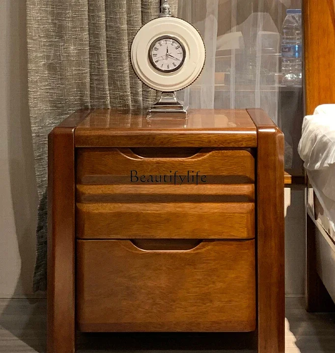 

Walnut bedside table Chinese style bedroom storage small locker all solid wood