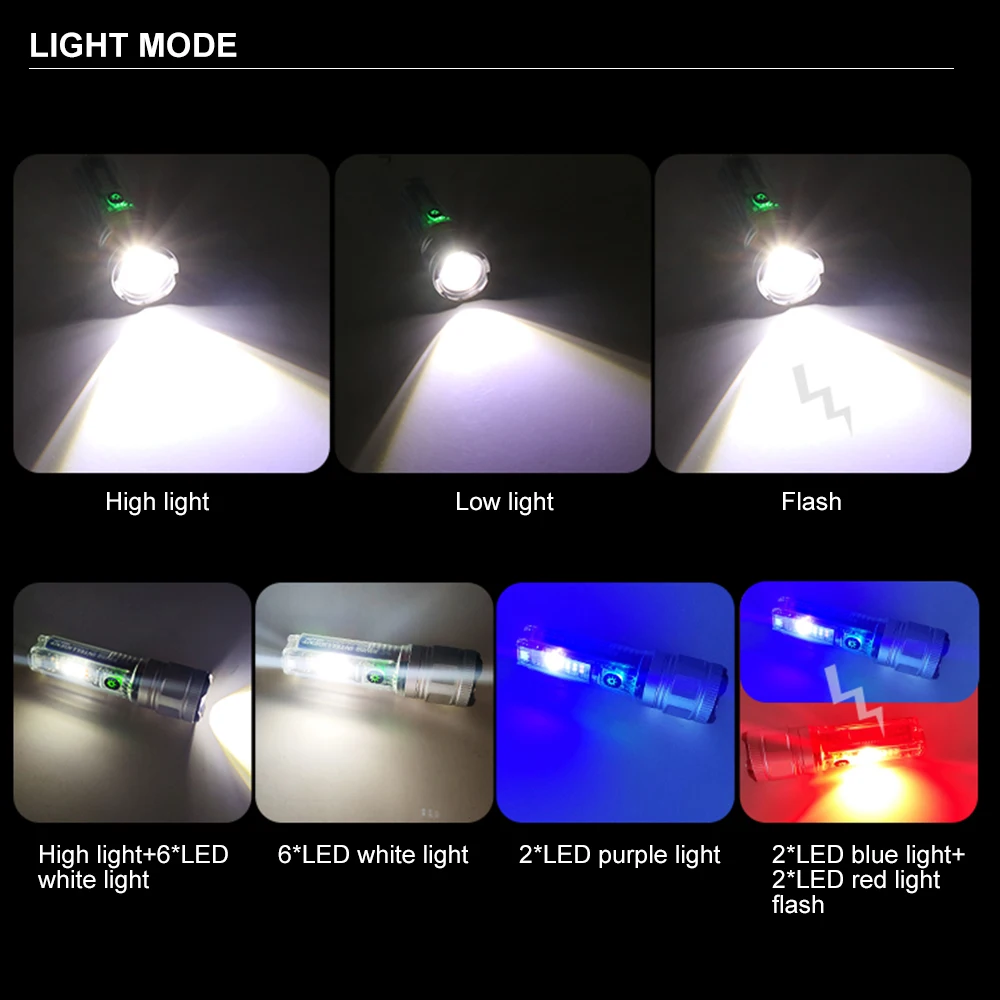 Mini EDC Flashlights X-36 30W/XHP50 LED Portable Torch Keychain USB Key Light Waterproof lighting Telescopic Zoom 7 Modes