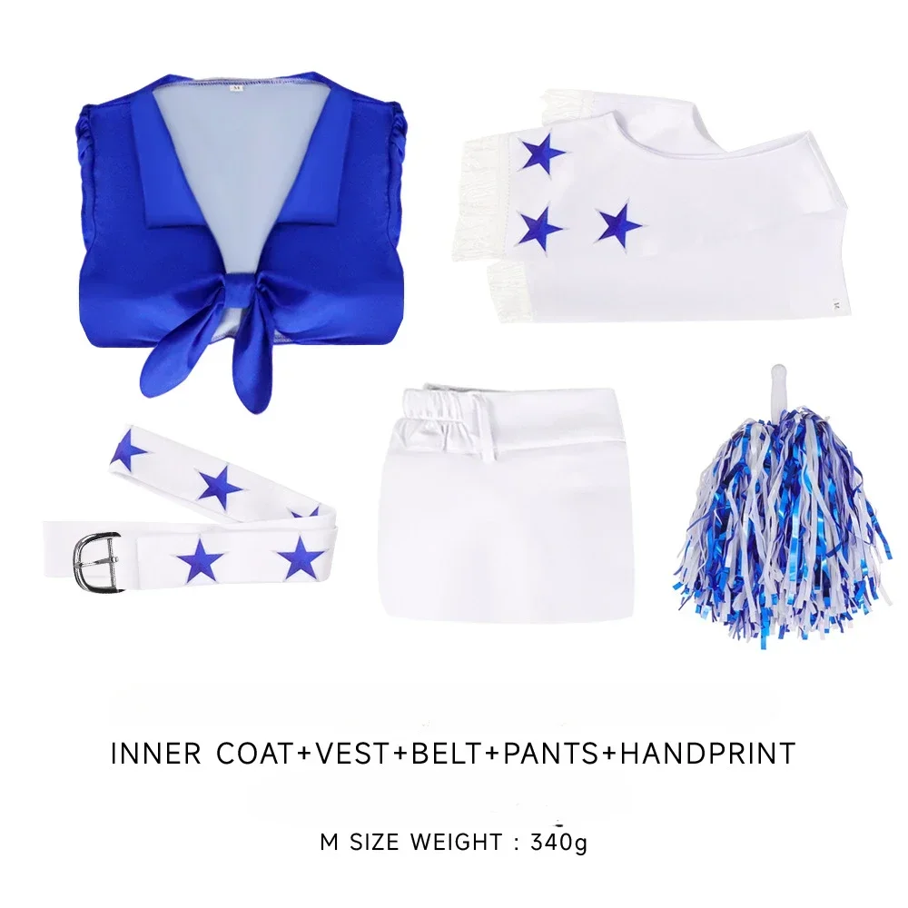 Dallas Cowboys Cheerleader Kostuum Vrouwen Volwassen Ster Cheerleading Sport Uniform Sexy Top En Korte Broek Set Halloween Fancy Doek