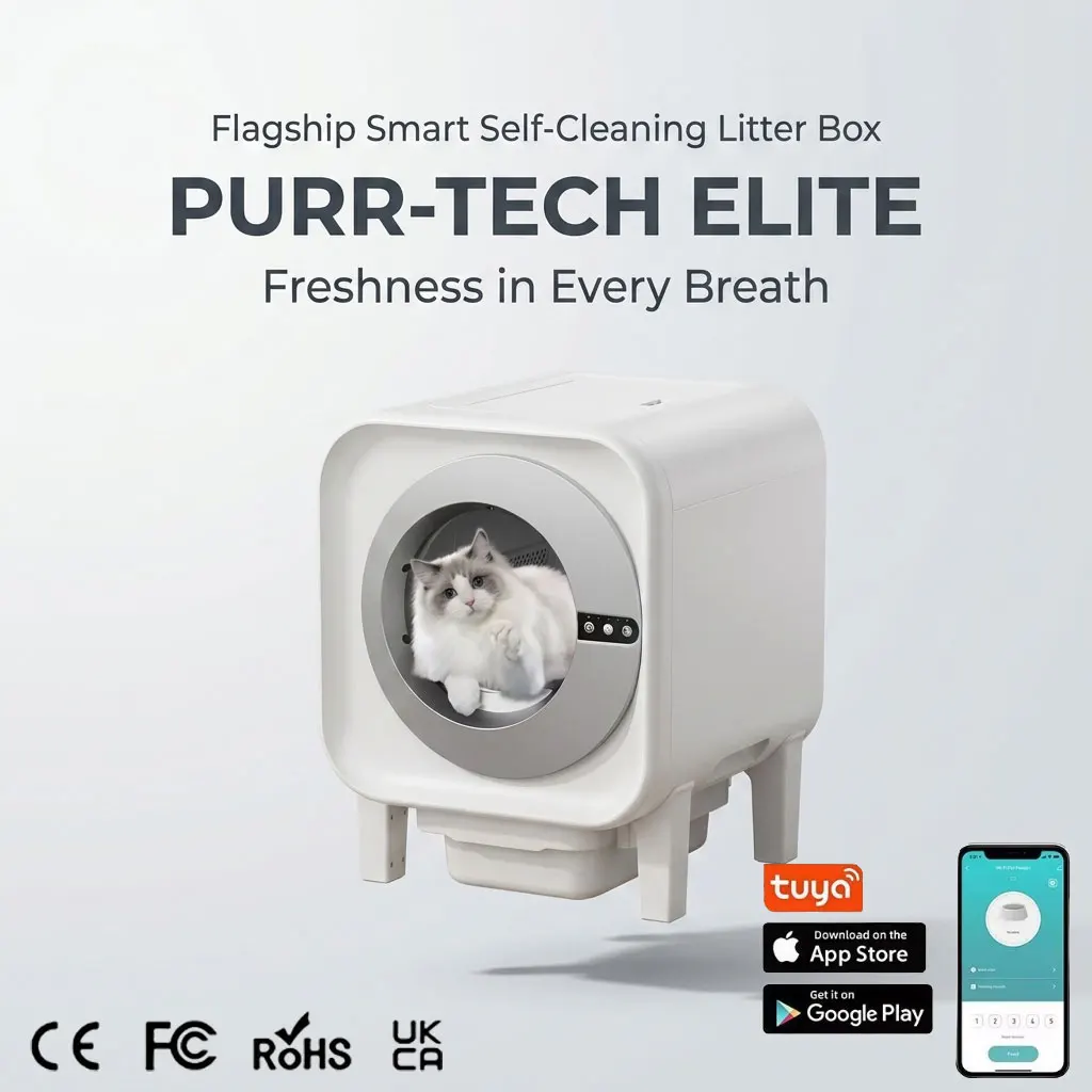 Smart Litter Box Fully Enclosed Extra-large Automatic cat Toilet Self-cleaning Deodorizing ABS Plastic Square